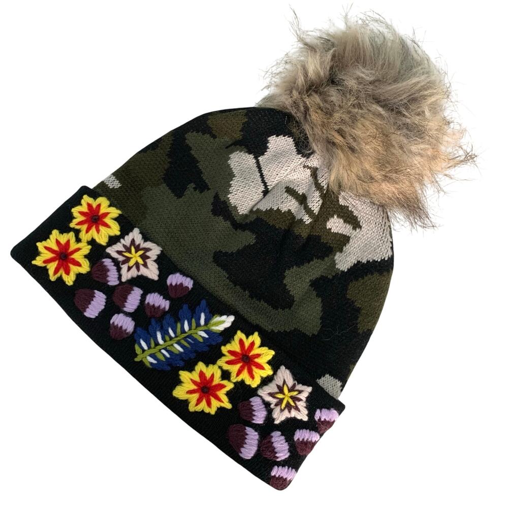 NEW Panache Camo Knit Hat with Embroidery and Pom Pom